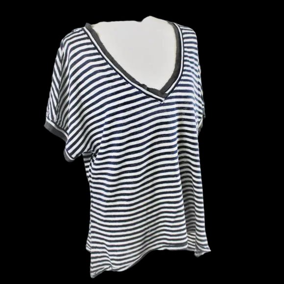 Free People We The Free Black & Cream Stripe Short Sleeve High Low Tunic… - Picture 4 of 9